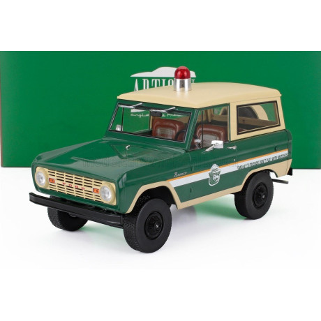 GREENLIGHT FORD USA BRONCO SMOKEY BEAR FOREST RANGER 1967 - GREEN CREAM 1/18