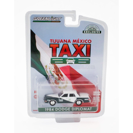 GREENLIGHT DODGE DIPLOMAT TIJUANA MEXICO TAXI 1984 - 2 TONE GREY 1/64