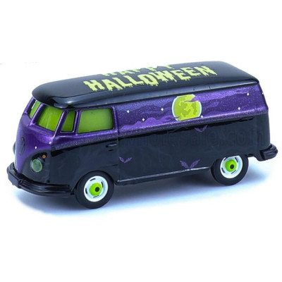 GREENLIGHT VOLKSWAGEN T1 TYPE 2 VAN HAPPY HALLOWEEN 1962 - PURPLE BLACK 1/64