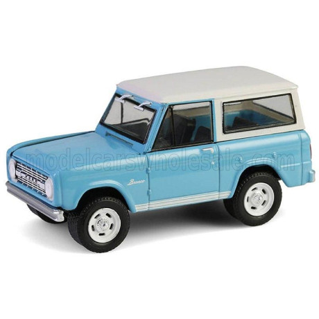 GREENLIGHT FORD USA BRONCO CUSTOM SUV 1966 - LIGHT BLUE WHITE 1/64