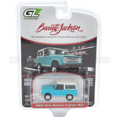 GREENLIGHT FORD USA BRONCO CUSTOM SUV 1966 - LIGHT BLUE WHITE 1/64