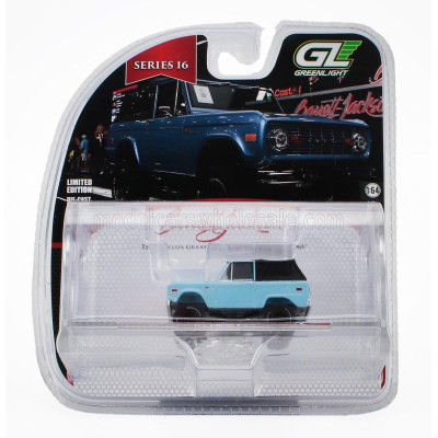 GREENLIGHT FORD USA BRONCO SOFT-TOP 1972 - LIGHT BLUE BLACK 1/64