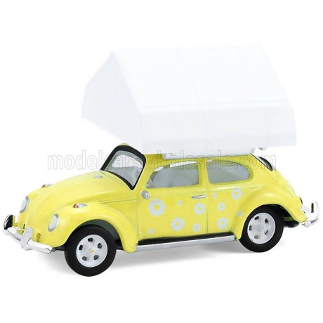 GREENLIGHT VOLKSWAGEN BEETLE MAGGIOLINO CAMPER CAMPING 1951 - YELLOW 1/64