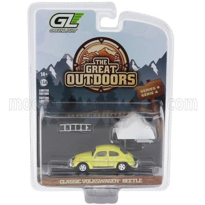GREENLIGHT VOLKSWAGEN BEETLE MAGGIOLINO CAMPER CAMPING 1951 - YELLOW 1/64