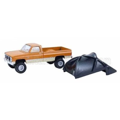 GREENLIGHT GMC SIERRA PICK-UP CAMPING CAMPER 1986 - LIGHT BROWN 1/64