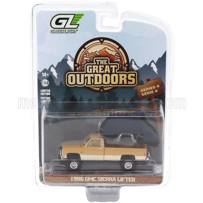 GREENLIGHT GMC SIERRA PICK-UP CAMPING CAMPER 1986 - LIGHT BROWN 1/64