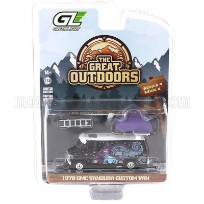 GREENLIGHT GMC VANDURA VAN CAMPING CAMPER 1978 - BLACK 1/64