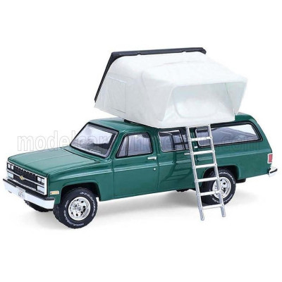 GREENLIGHT CHEVROLET SUBURBAN CAMPING CAMPER 1990 - GREEN 1/64