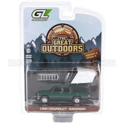 GREENLIGHT CHEVROLET SUBURBAN CAMPING CAMPER 1990 - GREEN 1/64