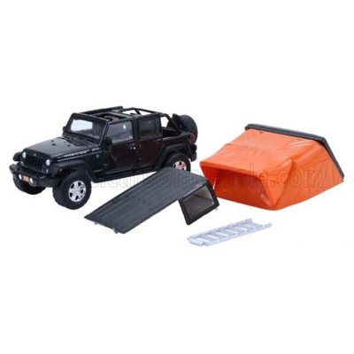 GREENLIGHT JEEP WRANGLER UNLIMITED RUBICON CAMPING CAMPER 2008 - BLACK 1/64