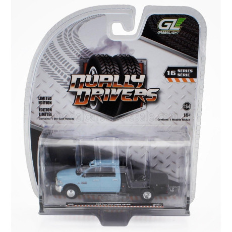 GREENLIGHT DODGE RAM 3500 PICK-UP 2018 - LIGHT BLUE BLACK 1/64