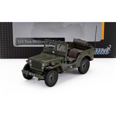 HONGWELL JEEP WILLYS NECAF 1/4 NL ARMY OPEN 1942 - MILITARY GREEN 1/43