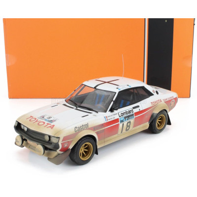 IXO MODELS TOYOTA CELICA 2000 GT (RA21) N 18 RAC RALLY 1977 JEAN LUC THERIER - MICHAEL VIAL - WHITE RED 1/18