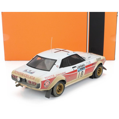 IXO MODELS TOYOTA CELICA 2000 GT (RA21) N 18 RAC RALLY 1977 JEAN LUC THERIER - MICHAEL VIAL - WHITE RED 1/18