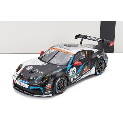 IXO MODELS PORSCHE 911 992 GT3 CUP TEAM M75 BERNHARD N 15 PORSCHE CUP OSCHERSLEBEN 2024 JANNE STIAK - BLACK WHITE 1/18
