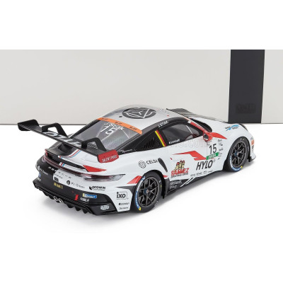 IXO MODELS PORSCHE 911 992 GT3 CUP TEAM M75 BERNHARD N 15 PORSCHE CUP OSCHERSLEBEN 2024 JANNE STIAK - BLACK WHITE 1/18