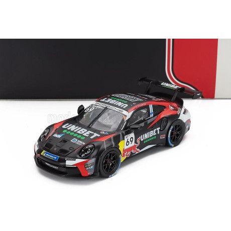 IXO MODELS PORSCHE 911 992 GT3 CUP TEAM NATIONALE AUTOCLUB EXCELSIOR N 69 WINNER PORSCHE CUP ZOLDER 2024 KALLE ROVANPERA - BLACK