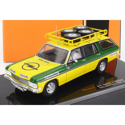 IXO MODELS OPEL ADMIRAL B CARAVAN TEAM IRMSCHER RALLY ASSISTANCE 1974 - YELLOW GREEN 1/43