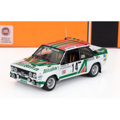 IXO MODELS FIAT 131 ABARTH TEAM ALITALIA N 14 RALLY MONTECARLO 1981 DARIO CERRATO - LUCIANO GUIZZARDI - WHITE GREEN RED 1/43