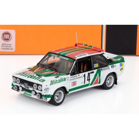 IXO MODELS FIAT 131 ABARTH TEAM ALITALIA N 14 RALLY MONTECARLO 1981 DARIO CERRATO - LUCIANO GUIZZARDI - WHITE GREEN RED 1/43
