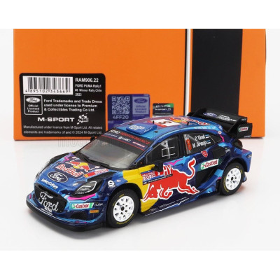 IXO MODELS FORD ENGLAND PUMA RALLY1 RED BULL TEAM M-SPORT FORD WRT N 8 WINNER RALLY CHILE 2023 OTT TANAK - MARTIN JARVEOJA - BLU
