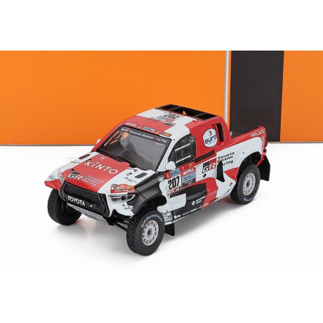 IXO MODELS TOYOTA HILUX GR DKR EVO T1+ TEAM GAZOO RACING N 207 RALLY DAKAR 2022 GINIEL DE VILLIERS - DENNIS MURPHY - WHITE RED B
