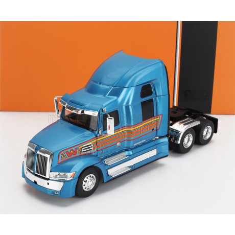 IXO MODELS WESTERN STAR 5700 EX TRACTOR TRUCK 3-ASSI 2009 - LIGHT BLUE MET RED 1/43