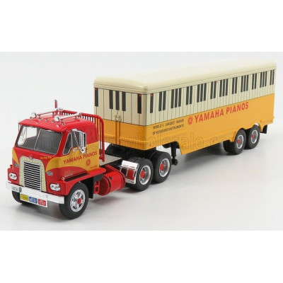 IXO MODELS INTERNATIONAL DCOF-405 TRUCK 3-ASSI YAMAHA PIANOS 1959 - RED YELLOW WHITE 1/43