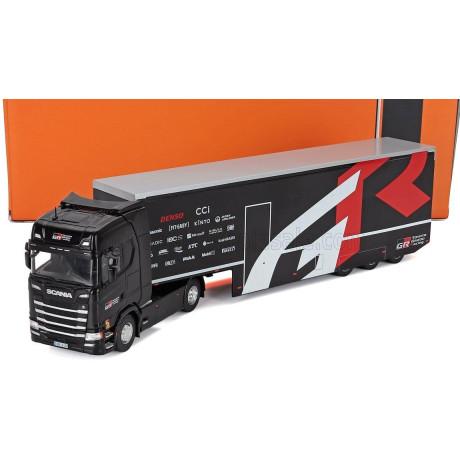 IXO MODELS SCANIA S-SERIES TRUCK CAR TRANSPORTER TEAM TOYOTA GR RACING RALLY 2024 - BLACK 1/43