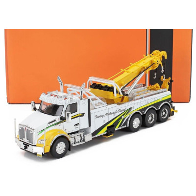 IXO MODELS KENWORTH T880 WRECKER TRACTOR TRUCK 4-ASSI 2018 - CARRO ATTREZZI - WRECKER ROAD SERVICE - WHITE YELLOW 1/43