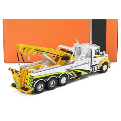 IXO MODELS KENWORTH T880 WRECKER TRACTOR TRUCK 4-ASSI 2018 - CARRO ATTREZZI - WRECKER ROAD SERVICE - WHITE YELLOW 1/43