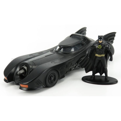JADA BATMAN BATMOBILE MOVIE 1989 WITH BATMAN FIGURE - MATT BLACK 1/32