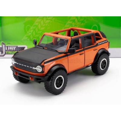 JADA FORD USA BRONCO OPEN 2021 WITH SET 4X TIRES - ORANGE BLACK 1/24
