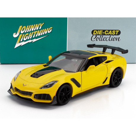 JOHNNY LIGHTNING CHEVROLET CORVETTE ZR1 2019 - YELLOW BLACK 1/24