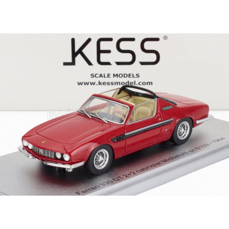 KESS MODEL FERRARI 330 GT 2+2 sn.6109 MICHELOTTI CABRIOLET OPEN 1964 - RED BLACK 1/43