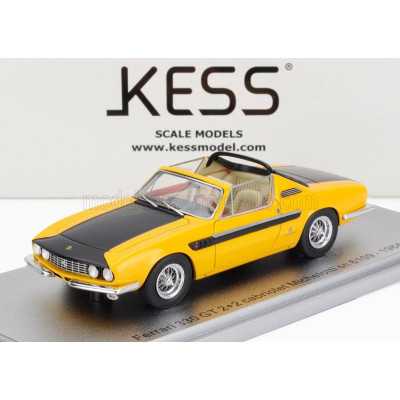 KESS MODEL FERRARI 330 GT 2+2 sn.6109 MICHELOTTI CABRIOLET OPEN 1964 - YELLOW BLACK 1/43