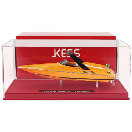 KESS MODEL RIVA MOTOSCAFO 32 FERRARI 1990 2x ENGINE V8 - 780CV - (24cm) - CON VETRINA - WITH SHOWCASE - YELLOW 1/43