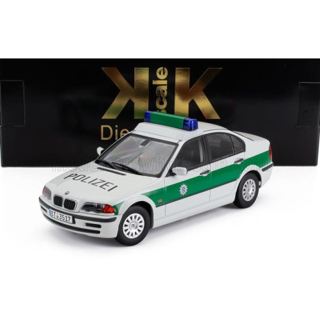 KK SCALE BMW 3-SERIES (E46) POLIZEI 1999 - WHITE GREEN 1/18