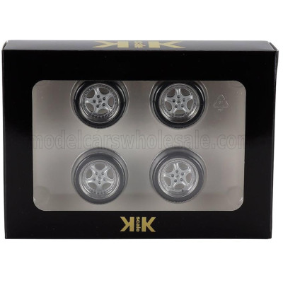 KK SCALE ACCESSORIES SET 4X WHEELS AND SPEEDLINE RIMS FOR PORSCHE 911 993 GT2 COUPE 1996 - BLACK CHROME 1/18
