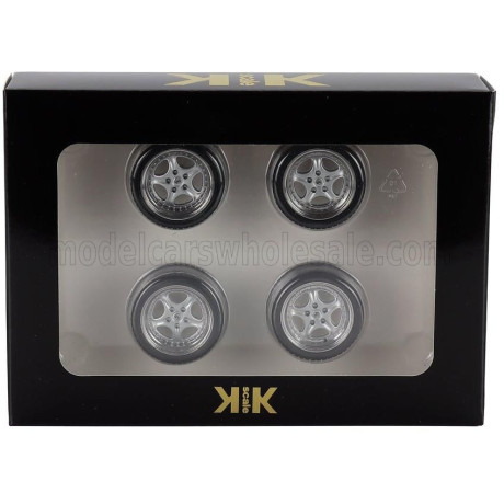 KK SCALE ACCESSORIES SET 4X WHEELS AND SPEEDLINE RIMS FOR PORSCHE 911 993 GT2 COUPE 1996 - BLACK CHROME 1/18