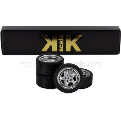 KK SCALE ACCESSORIES SET 4X WHEELS AND SPEEDLINE RIMS FOR PORSCHE 911 993 GT2 COUPE 1996 - BLACK CHROME 1/18