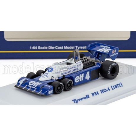 KYOSHO TYRRELL F1  P34 ELF 6 WHEELER N 4 SEASON 1977 PATRICK DEPAILLER - BLUE WHITE 1/64