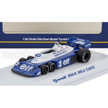 KYOSHO TYRRELL F1  P34/2 ELF 6 WHEELER N 3 SEASON 1977 RONNIE PETERSON - BLUE WHITE 1/64