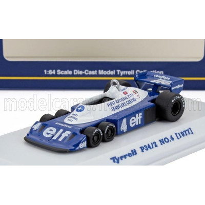 KYOSHO TYRRELL F1  P34/2 ELF 6 WHEELER N 4 SEASON 1977 PATRICK DEPAILLER - BLUE WHITE 1/64
