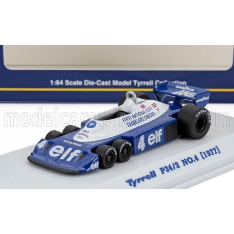 KYOSHO TYRRELL F1  P34/2 ELF 6 WHEELER N 4 SEASON 1977 PATRICK DEPAILLER - BLUE WHITE 1/64