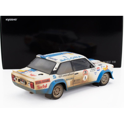 KYOSHO FIAT 131 ABARTH (dirty and night version) N 1 WINNER RALLY 1000 LAKES 1980 MARKKU ALEN - ILKKA KIVIMAKI - WHITE LIGHT BLU