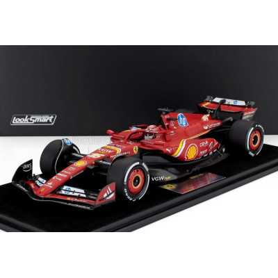 LOOKSMART FERRARI F1  SF-24 TEAM SCUDERIA FERRARI N 16 WINNER MONACO GP 2024 CHARLES LECLERC - CON VETRINA - WITH SHOWCASE - RED
