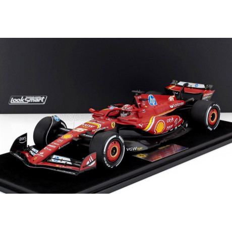 LOOKSMART FERRARI F1  SF-24 TEAM SCUDERIA FERRARI N 16 WINNER MONACO GP 2024 CHARLES LECLERC - CON VETRINA - WITH SHOWCASE - RED