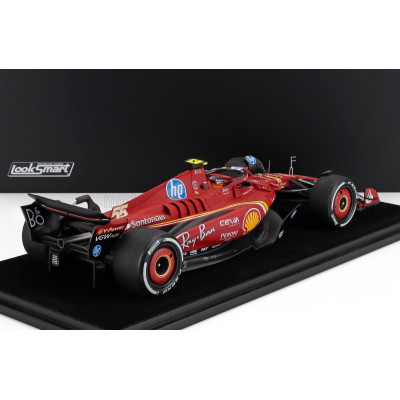 LOOKSMART FERRARI F1  SF-24 TEAM SCUDERIA FERRARI N 55 3rd MONACO GP 2024 CARLOS SAINZ - CON VETRINA - WITH SHOWCASE - RED WHITE
