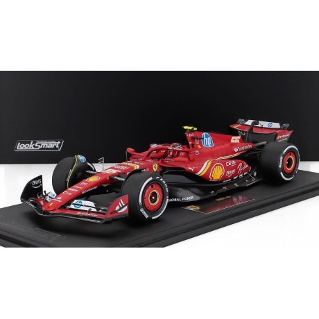 LOOKSMART FERRARI F1  SF-24 TEAM SCUDERIA FERRARI N 55 2nd AUSTIN USA GP 2024 CARLOS SAINZ - CON VETRINA - WITH SHOWCASE - RED W